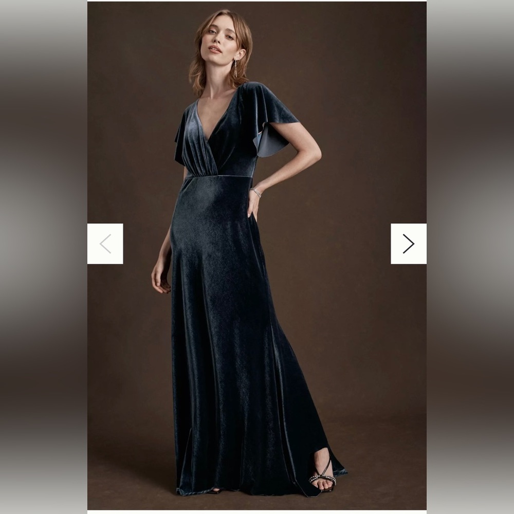 BHLDN Jenny Yoo Ellis Velvet Bridesmaids Dress | French Blue | Size 2